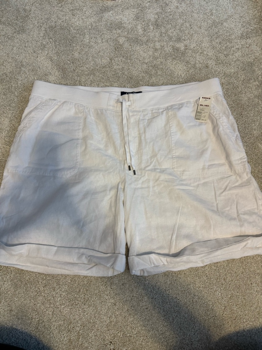 Chaps White Linen Blend Shorts